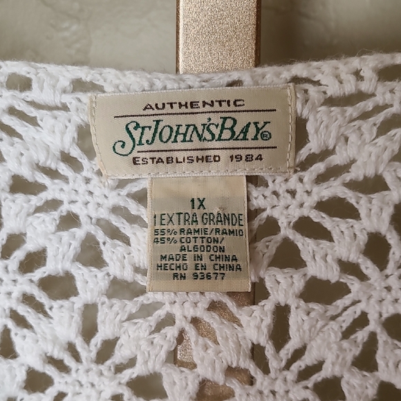St. John’s Bay White Crochet Open Front Cardigan 1X - Picture 2 of 15